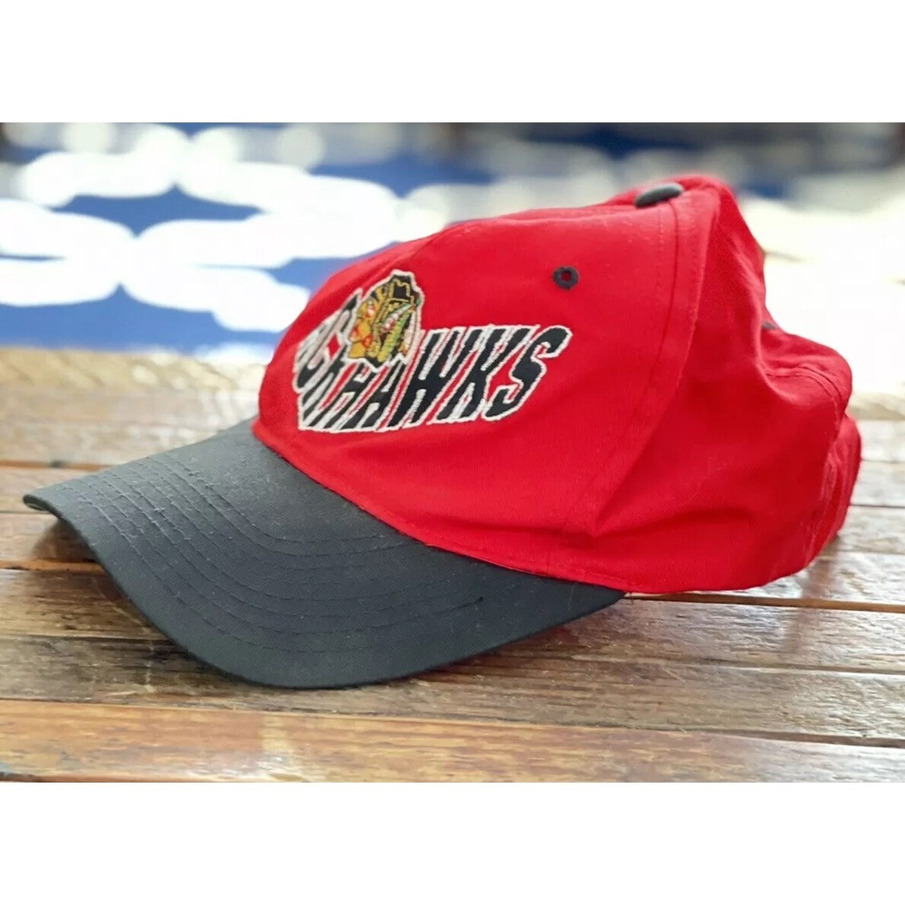 1970's Vtg Chicago Blackhawks Red Annco Professional SnapBack Trucker Hat Cap OS